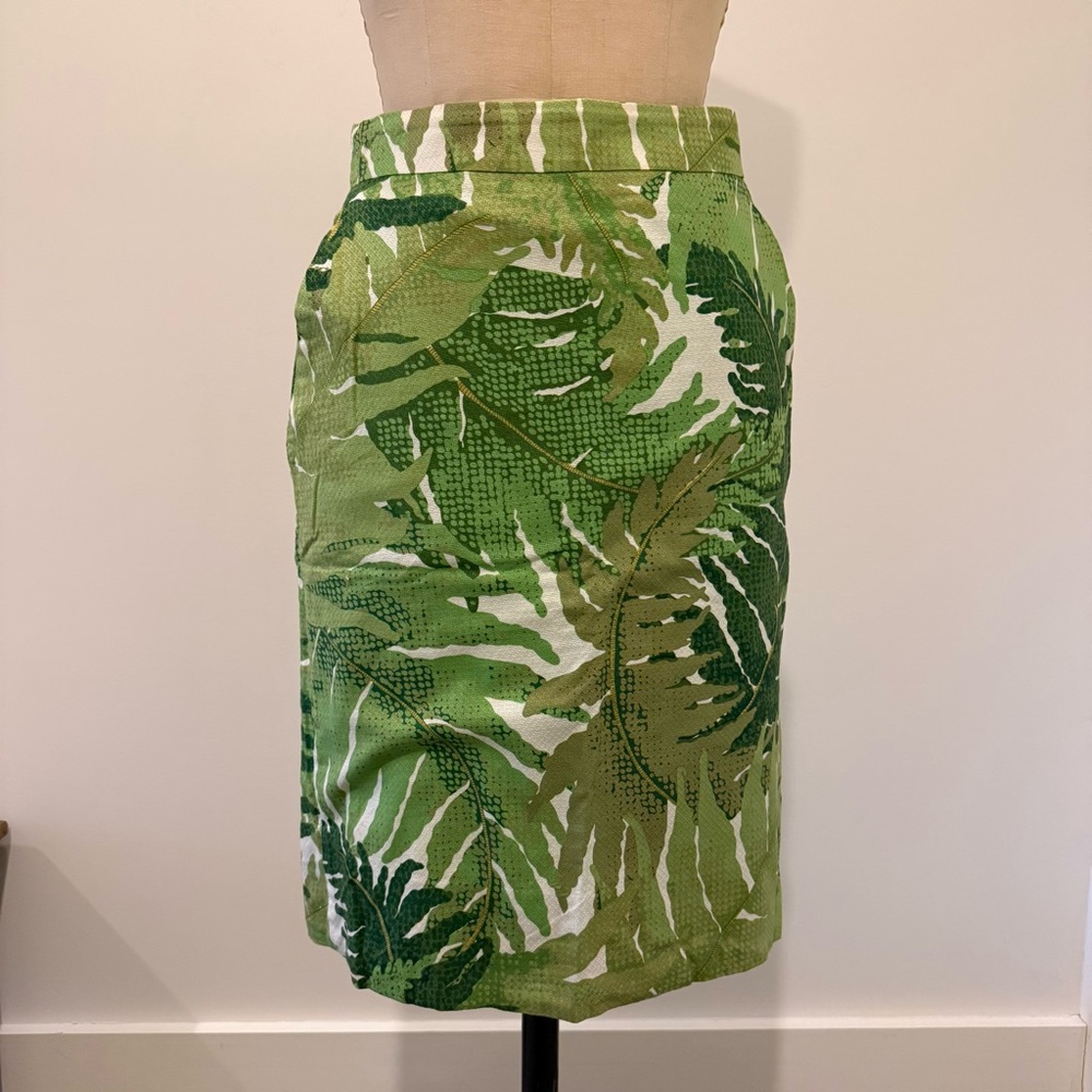 Vannesa Virginia Green Leaf Print Skirt